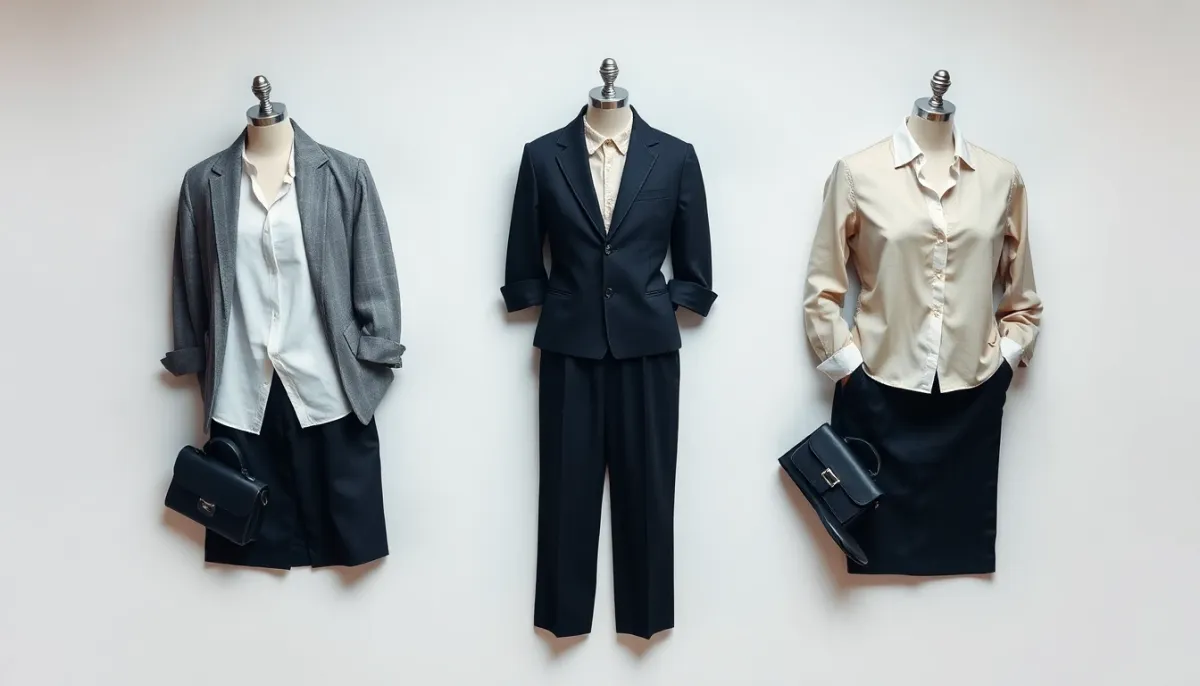 Trois outfits complets et variés adaptés à 15°C présentés côte à côte