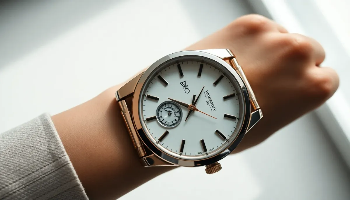 Gros plan d'une montre Lady-Datejust avec fenêtre date et loupe cyclope signature Rolex