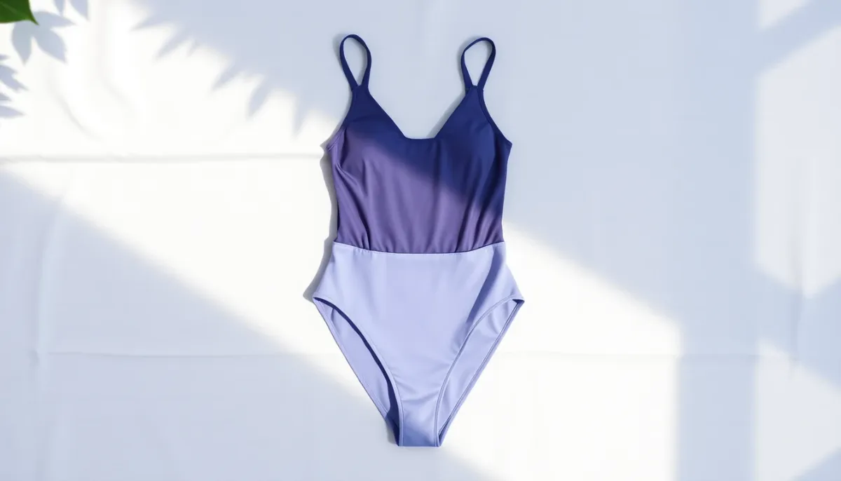 Maillot de bain séchant à plat à l'ombre sur une serviette blanche