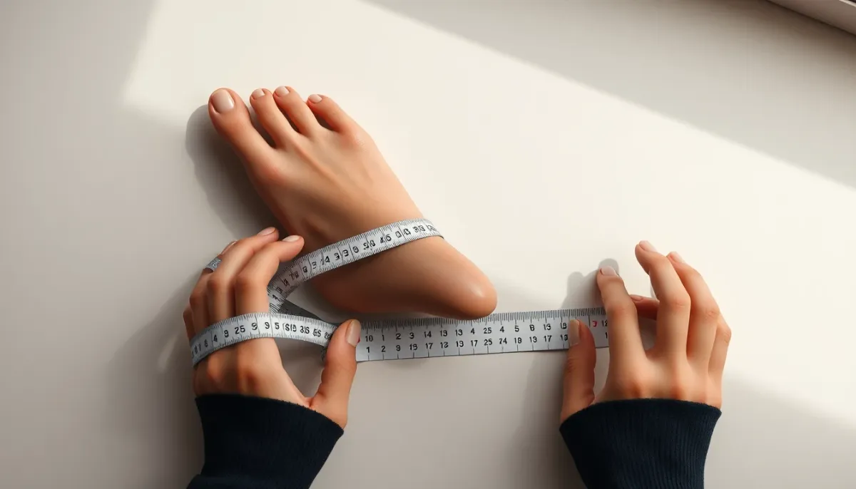 Mesure de la taille des pieds avec un mètre ruban pour trouver la bonne pointure de talons