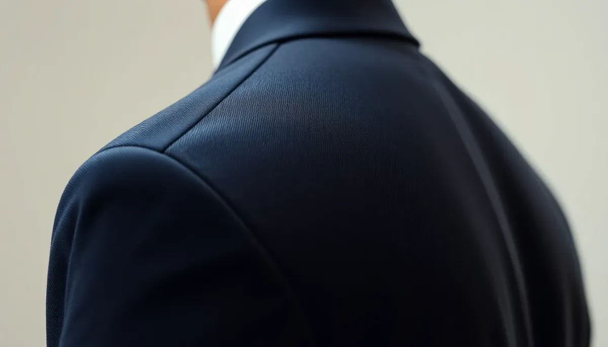 Détail des épaulettes structurées d'un costume comparé aux courbes d'un tailleur féminin
