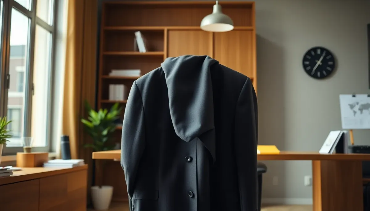Mise en scène d'un tailleur dans un contexte professionnel montrant son utilisation quotidienne en environnement de travail