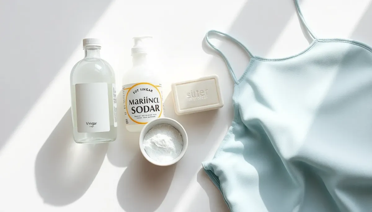 Produits naturels de détachage : vinaigre blanc, savon de Marseille et bicarbonate de soude