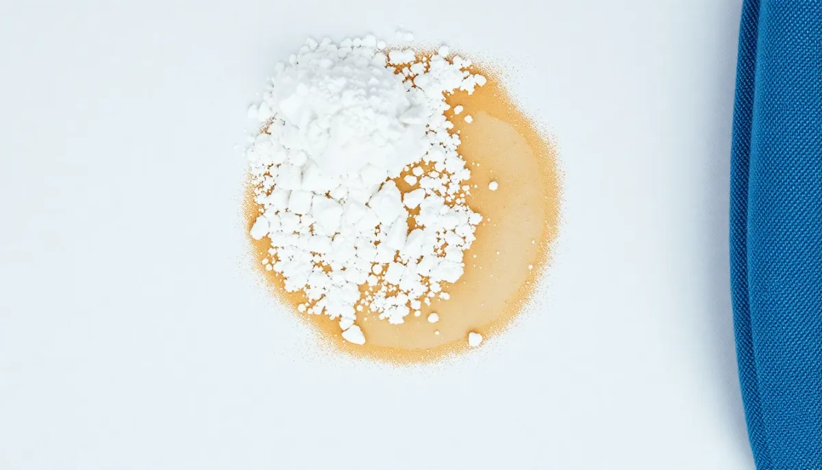 Application de bicarbonate de soude sur une tache de gras