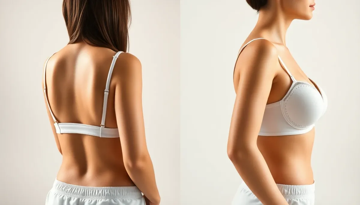 Comparaison visuelle entre un soutien-gorge bien ajusté et mal ajusté montrant l'impact sur la silhouette et la posture