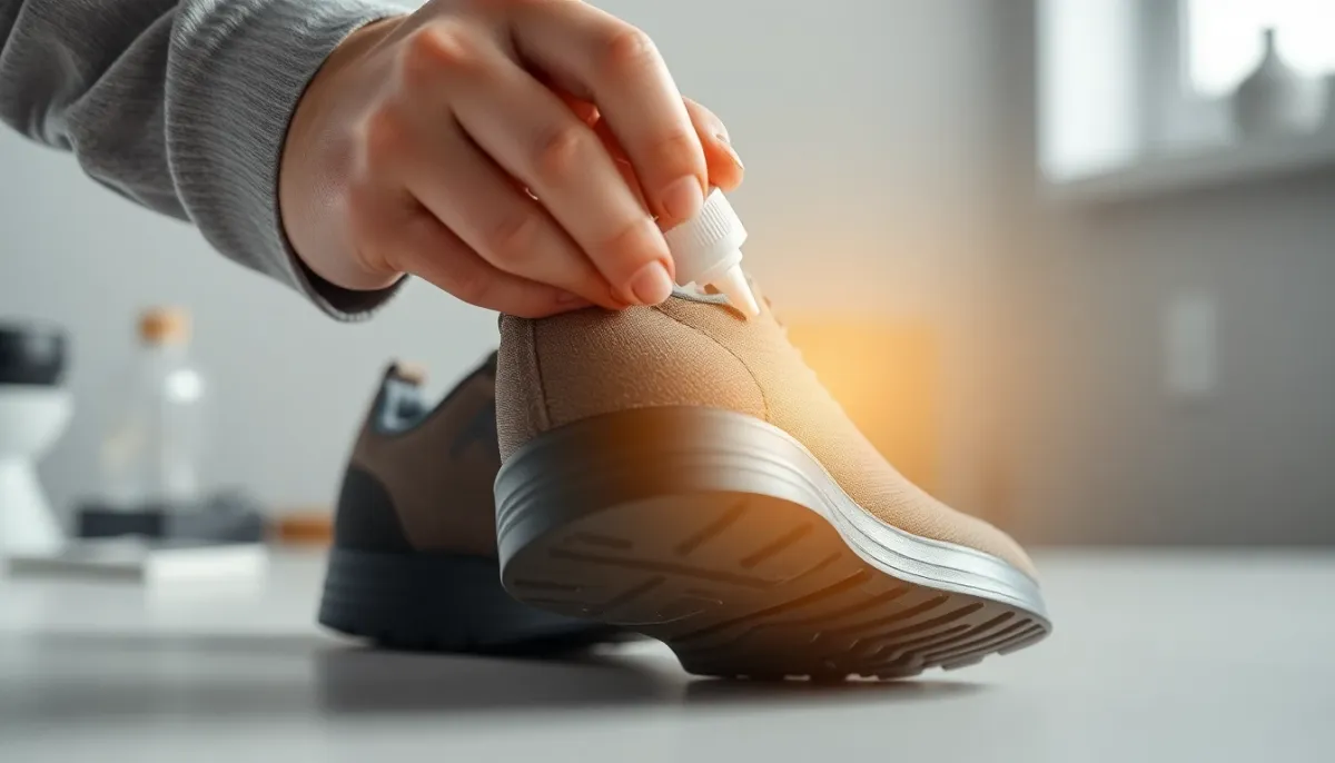 Application pratique d'une solution antidérapante à l'intérieur du talon d'une chaussure