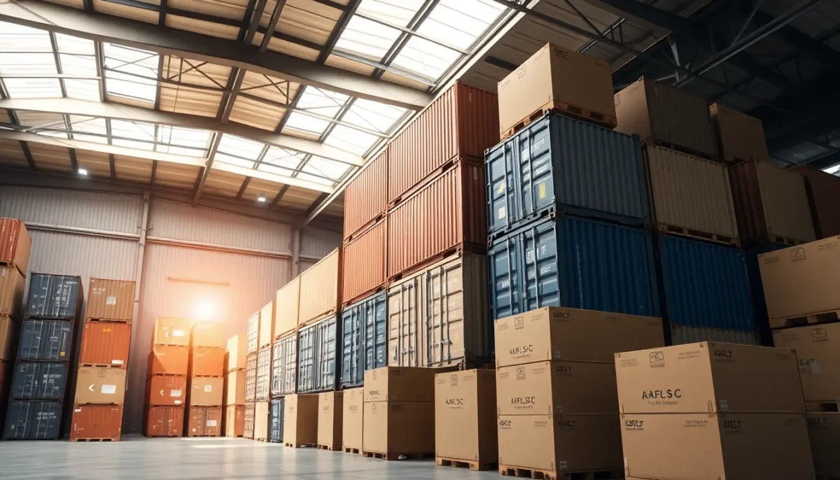 Conteneurs de transport et boîtes d'expédition dans un environnement logistique international