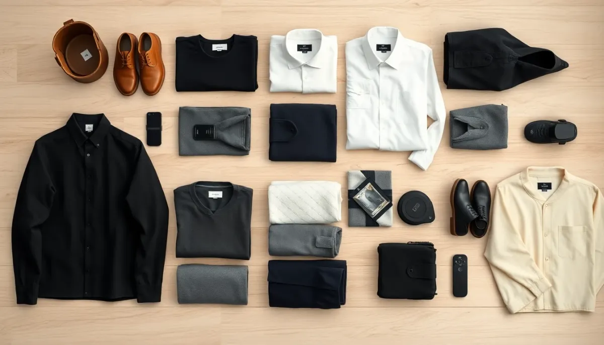 Garde-robe capsule scandinave complète avec pièces minimalistes aux tons neutres