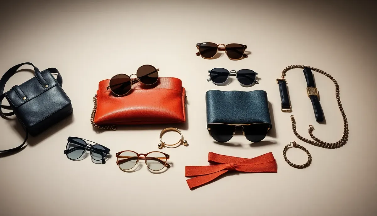 Composition élégante de produits de luxe contemporain et accessoires haut de gamme
