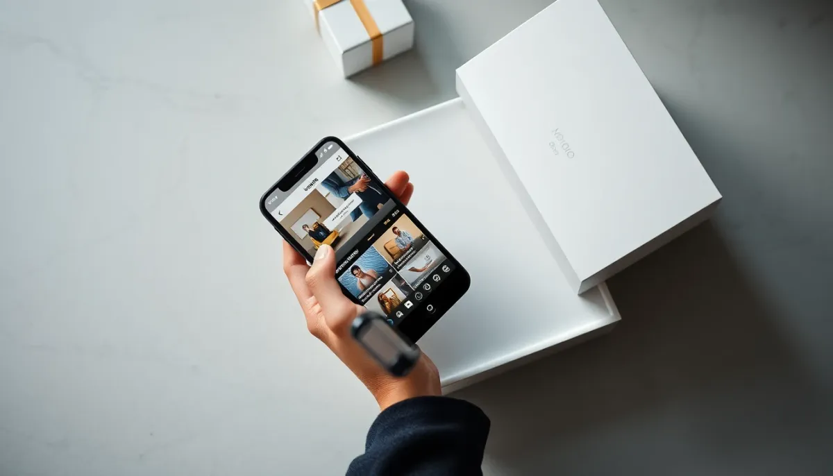 Expérience de retail numérique du luxe sur appareil mobile