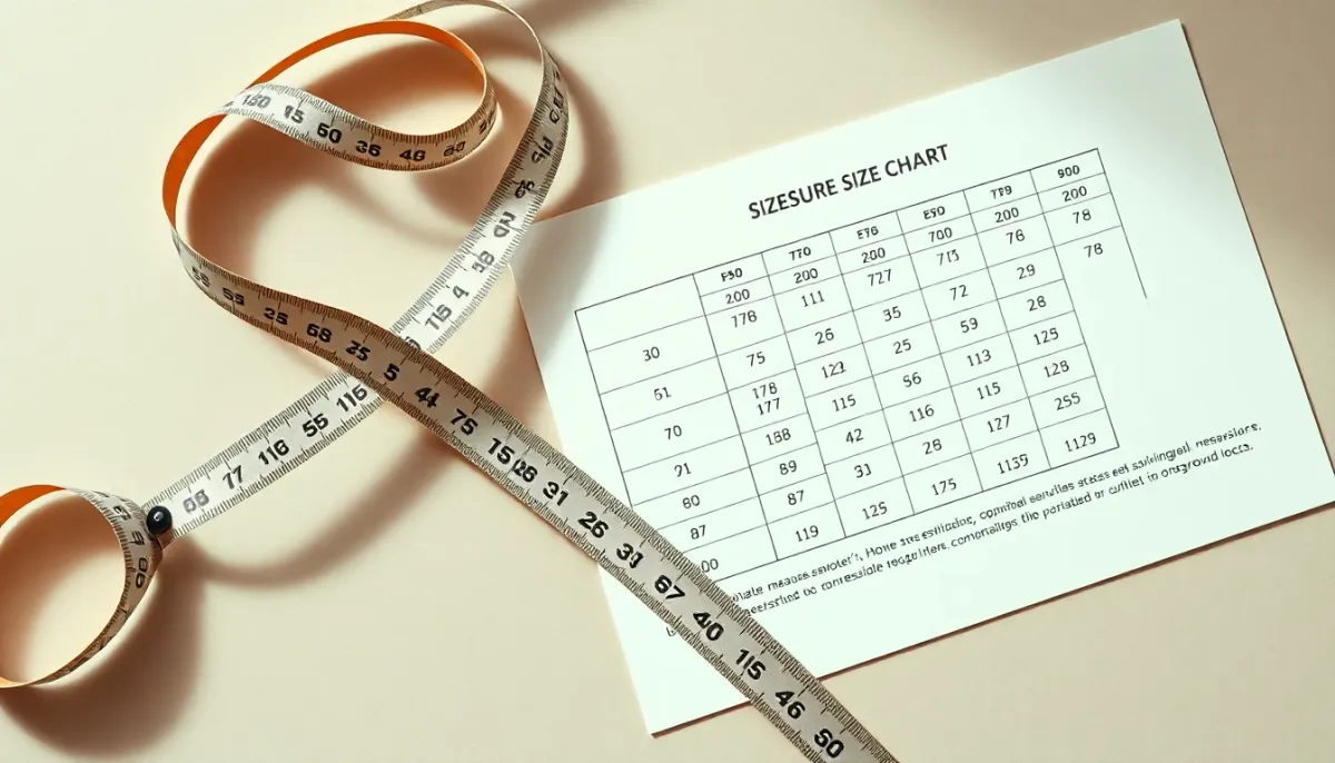 Vue de dessus d'outils de mesure et de guides de correspondance des tailles de lingerie