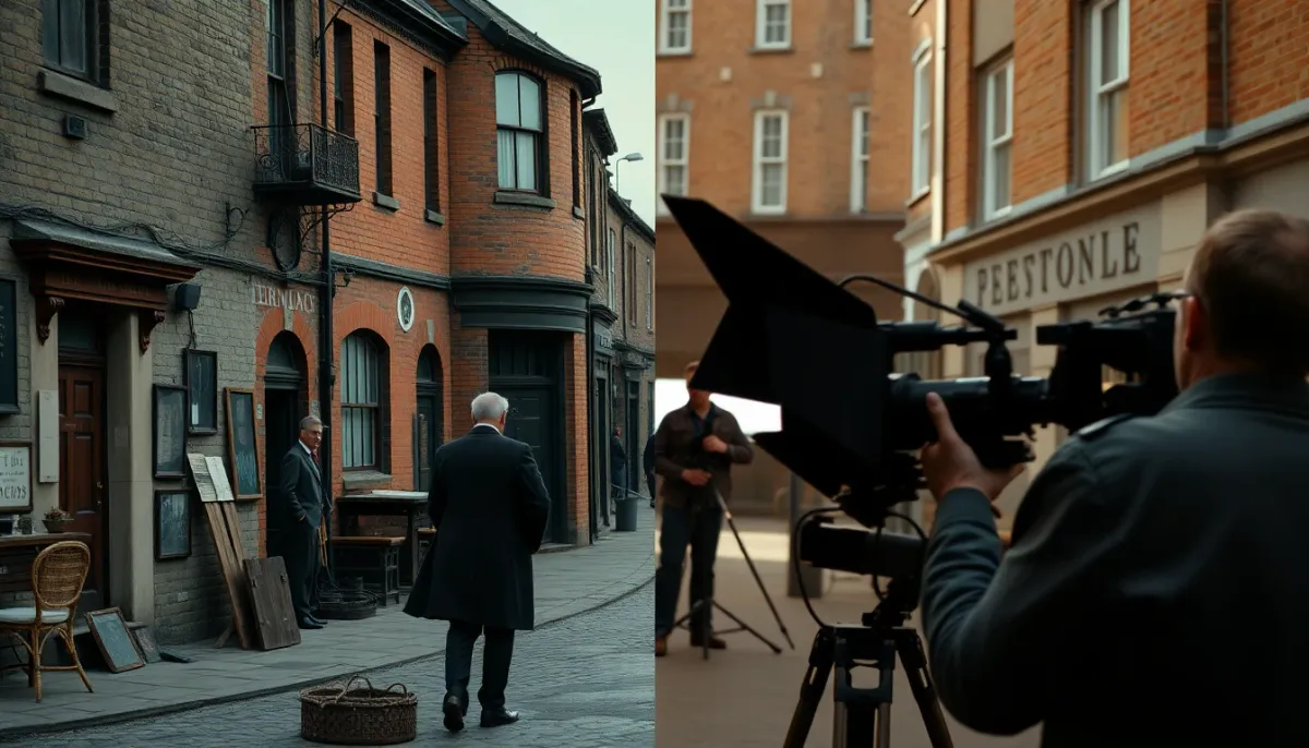 Contraste visuel entre l'atmosphère réelle de Birmingham des années 1890 et la représentation dramatisée de la série