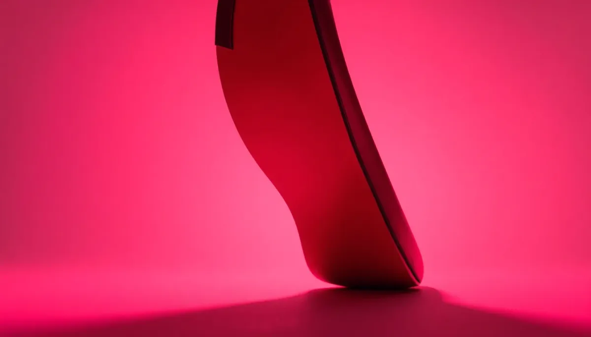 Semelle rouge d'une chaussure de luxe photographiée en gros plan avec éclairage dramatique