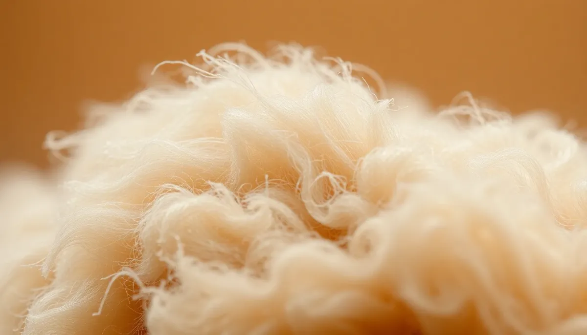 Gros plan détaillé de la structure microscopique des fibres de laine