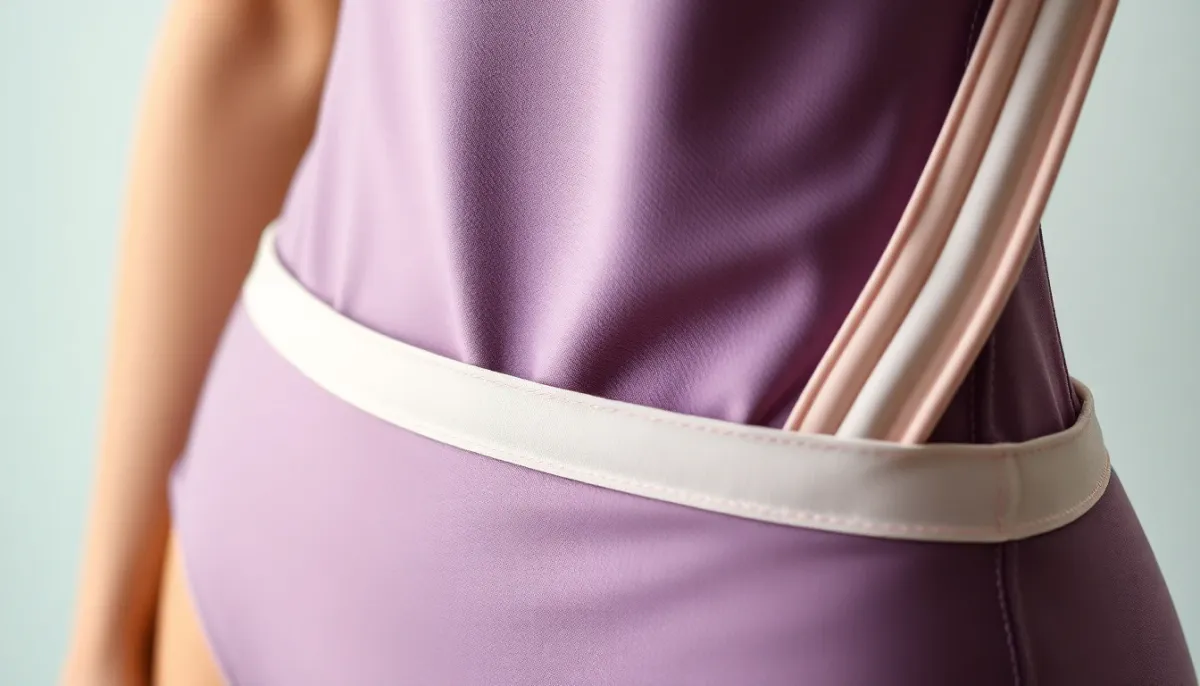 Gros plan sur la doublure gainante d'un maillot de bain montrant la technologie de contrôle du ventre