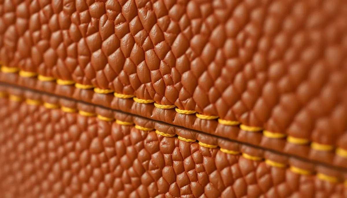 Détail en gros plan des coutures à la machine d'un sac authentique avec fil jaune uniforme et régulier