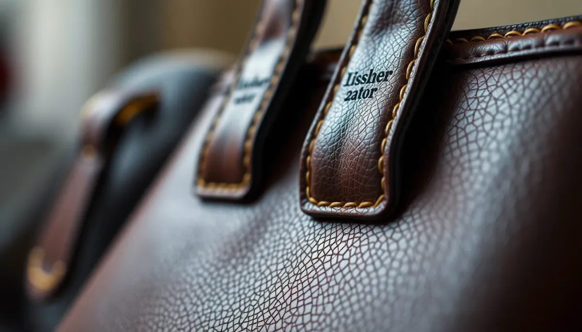 Détail rapproché des coutures et de la qualité artisanale d'un sac de luxe Hermès