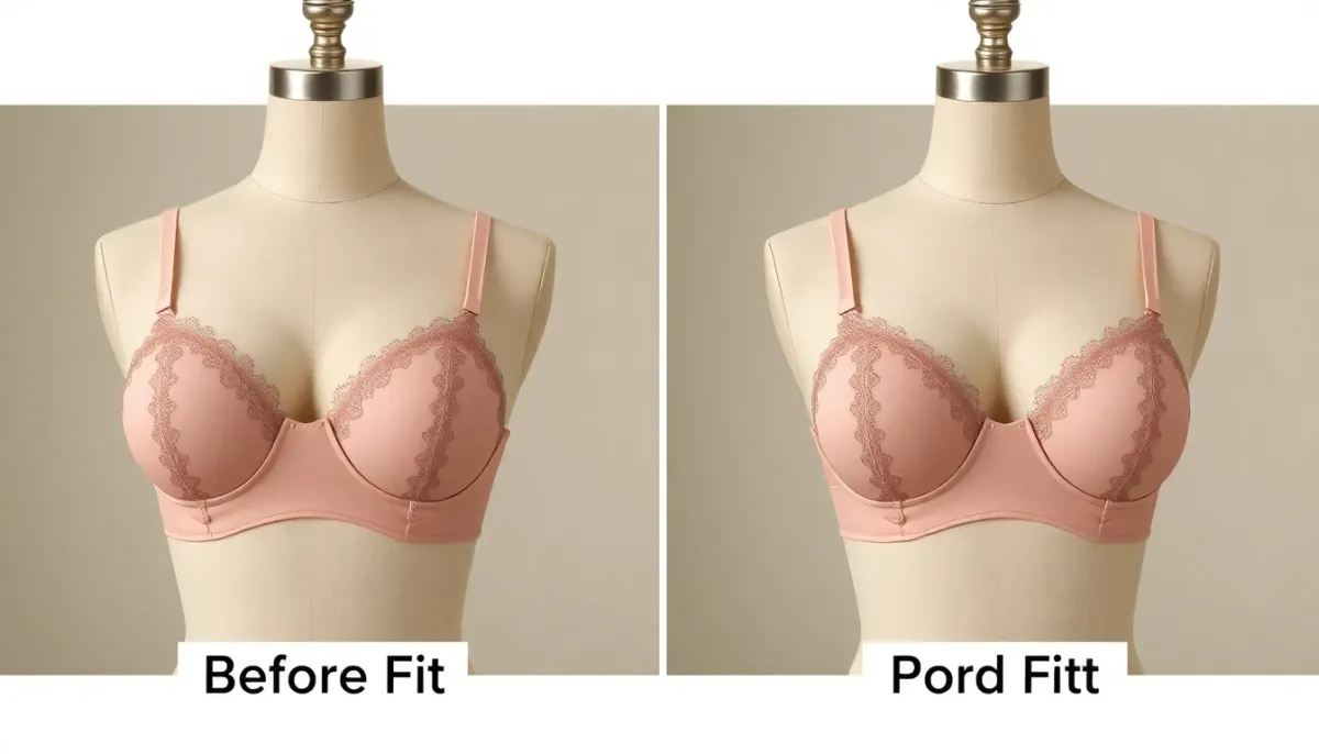 Comparaison visuelle entre un soutien-gorge bien ajusté et mal ajusté, montrant les différences de maintien et de confort